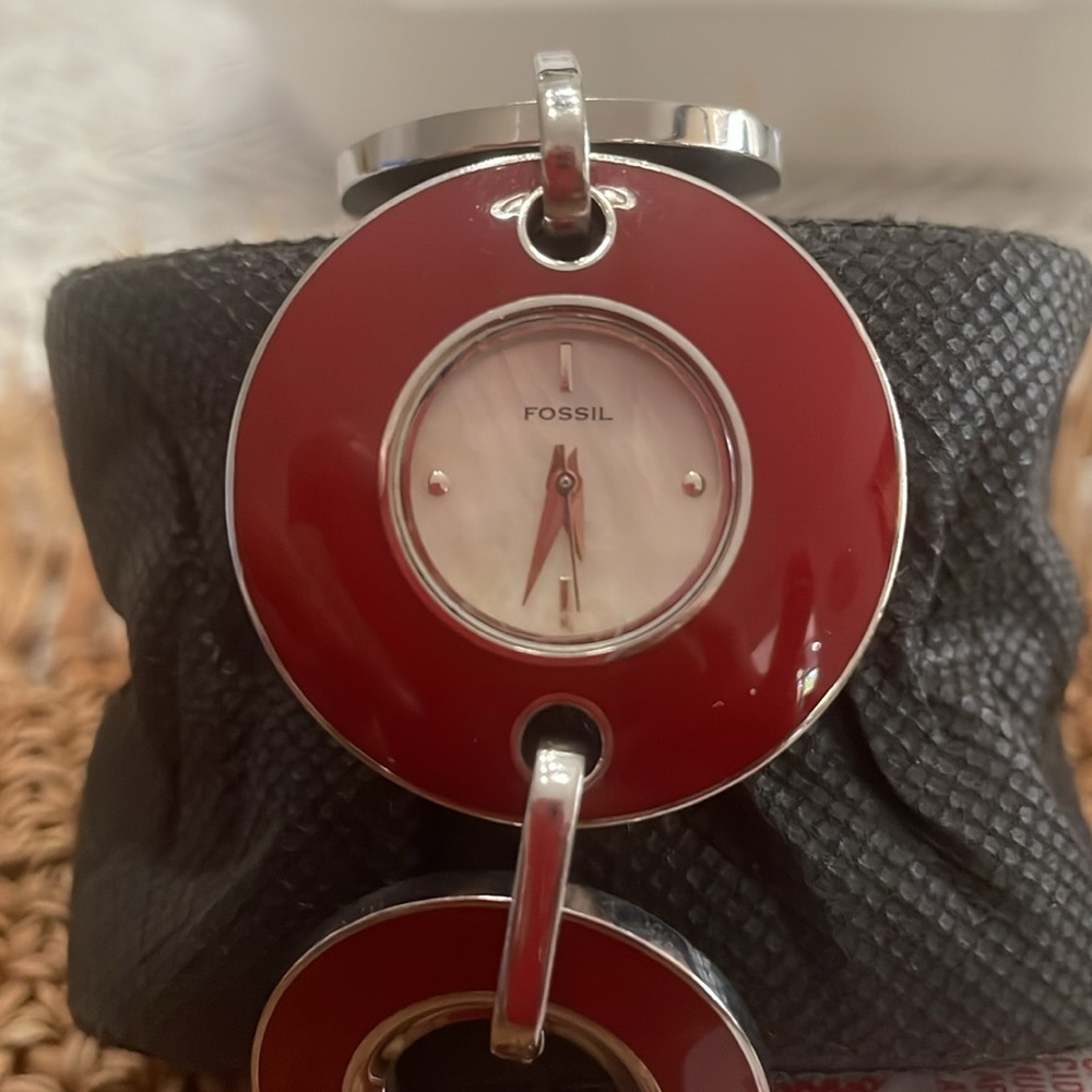 Fossil red watch bracelet in excellent condition